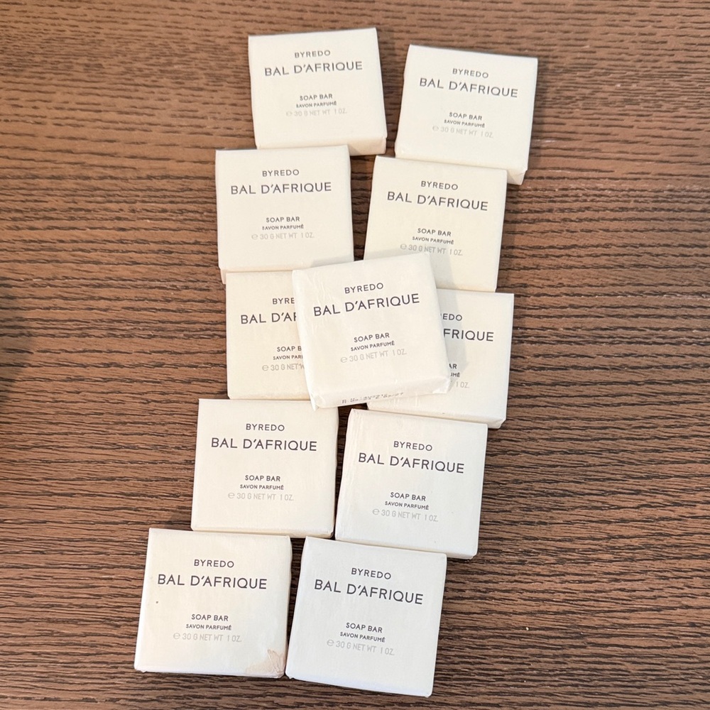 🗽12 Byredo Bal D'Afrique Soap Bars — Cream & Black Text